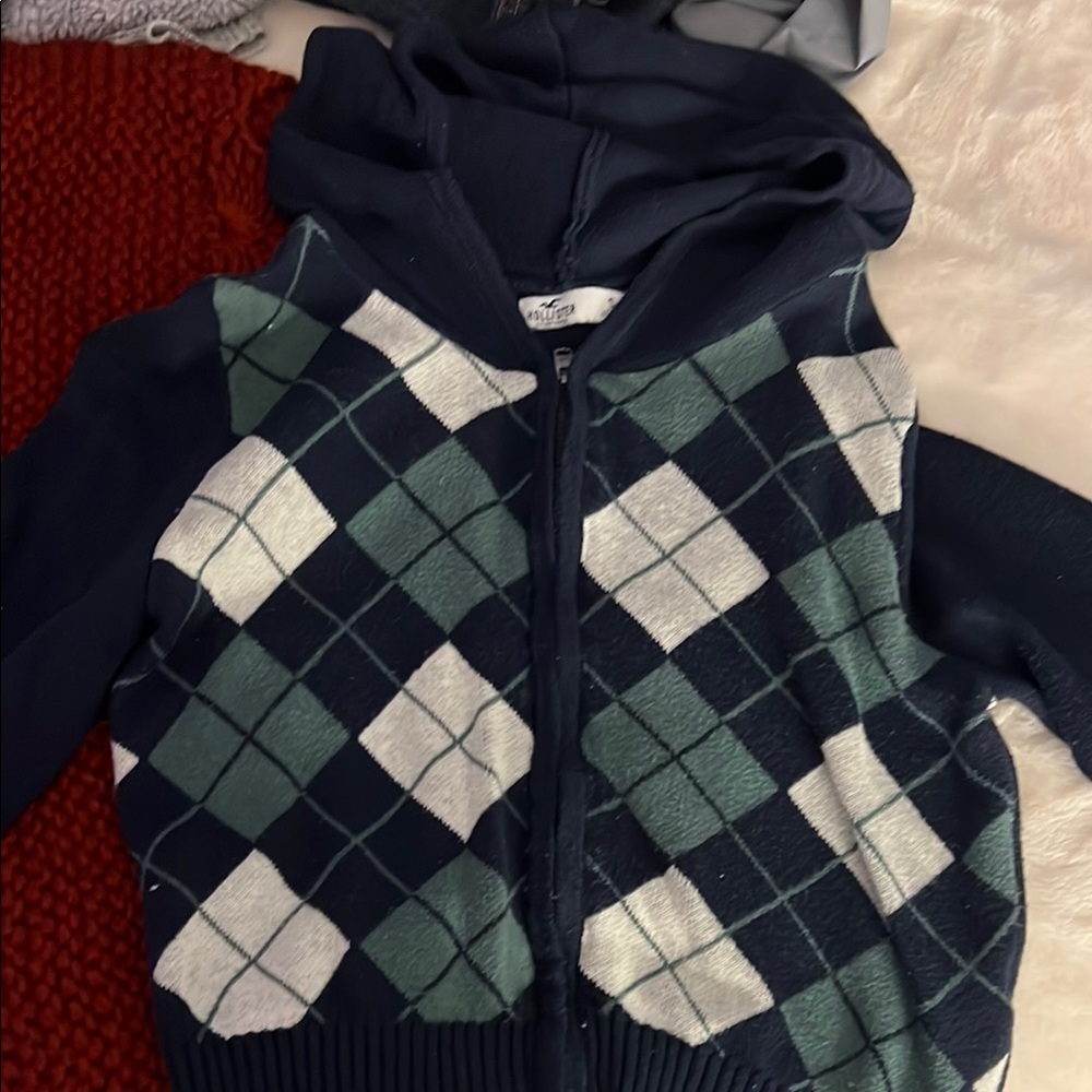 Navy Argyle Kids Hoodie